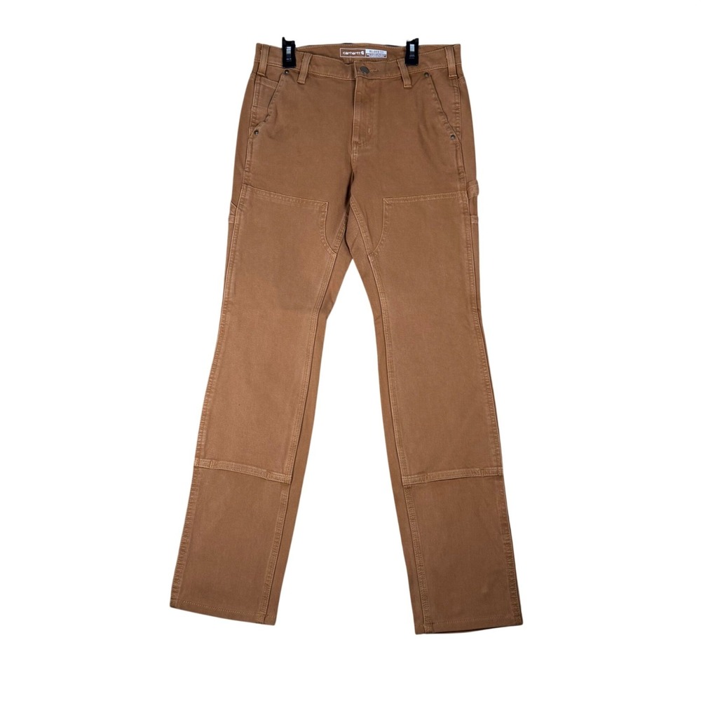 Carhartt Women Rugged Flex Relaxed Fit Double Knee Carpenter Pants 6Tall Brown